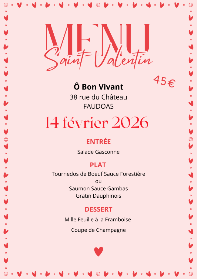 Illustration pour « Repas Saint Valentin Ô Bon Vivant »